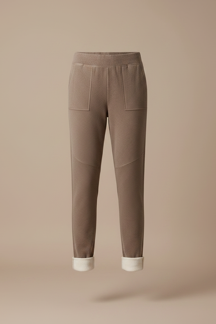 Pantalon Velours Marron Doux Confortable Doublé Polaire Femme - vue 3