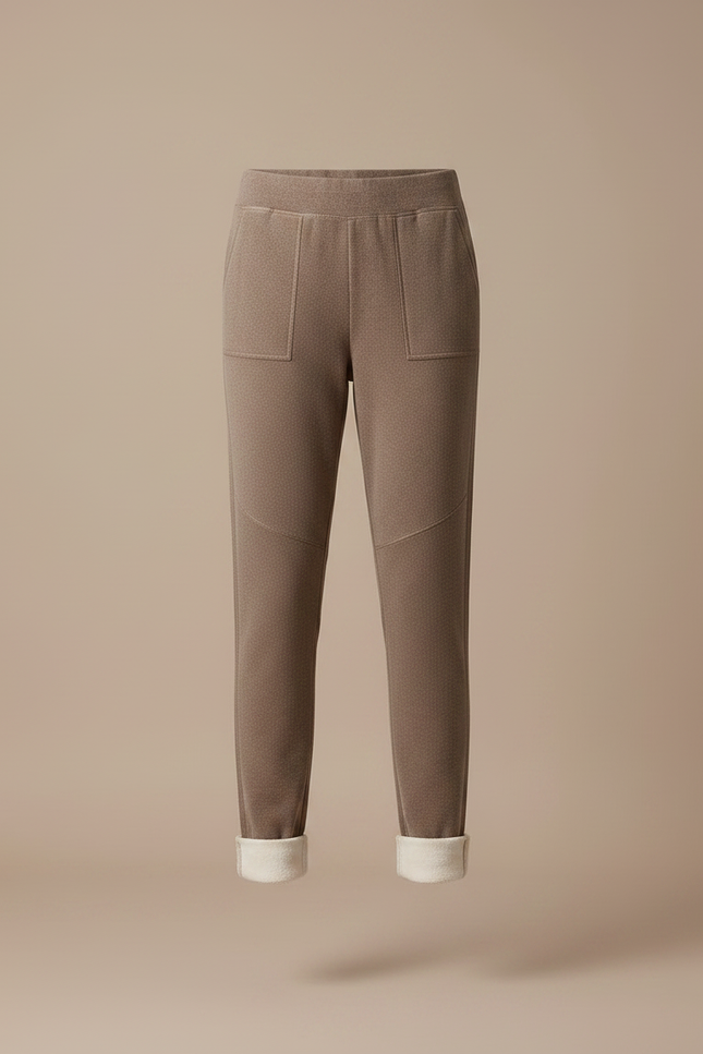 Pantalon Velours Marron Doux Confortable Doublé Polaire Femme - vue 3