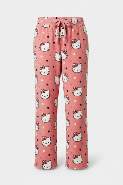 Pantalon Velours Rose Hello Kitty Ample Flannel Décontracté - Molleton - vue 3