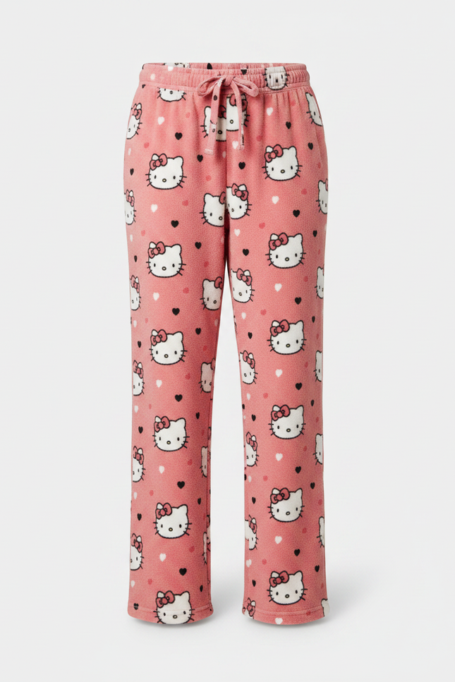 Pantalon Velours Rose Hello Kitty Ample Flannel Décontracté - Molleton - vue 3