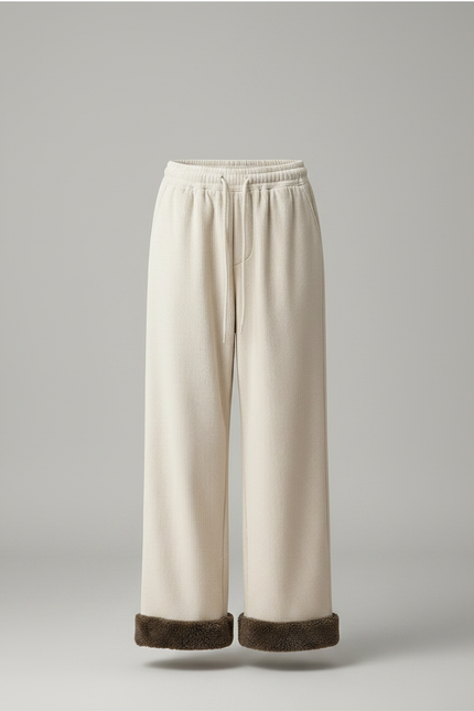 Pantalon Velours Beige Ample Doublé Chaud Hiver - Cordé - vue 3