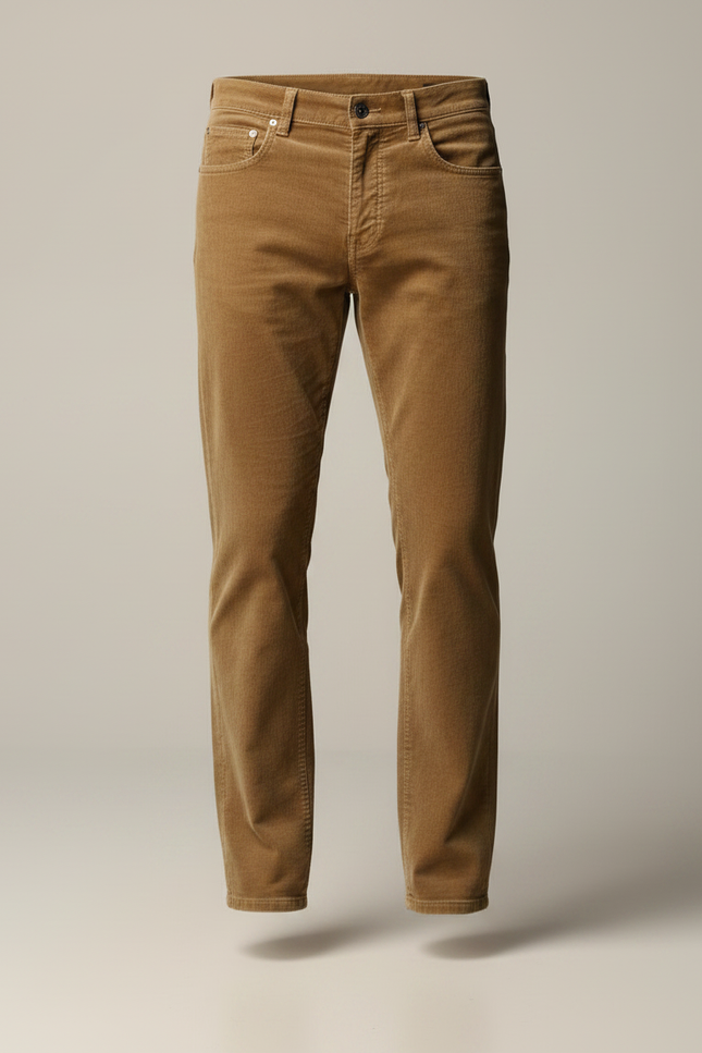 Pantalon Velours Marron Côtelé Droit Homme Décontracté - Cordé - vue 3
