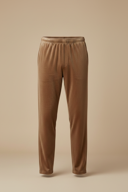 Pantalon Velours Marron Ample Doux Homme - Camel - vue 3