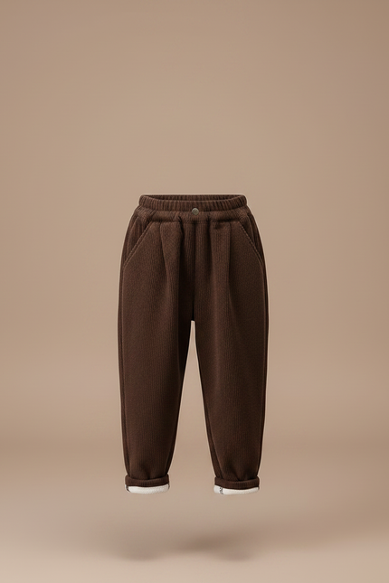 Pantalon Velours Marron Côtelé Ample Enfant Doublé - Cordé - vue 3
