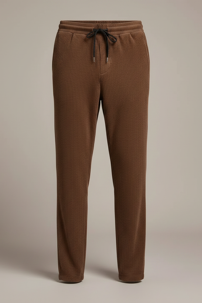 Pantalon Velours Côtelé Marron Homme Décontracté Ample - Cordé - vue 3