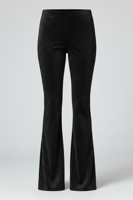 Pantalon Velours Noir Évasé Brillant Femme - vue 3