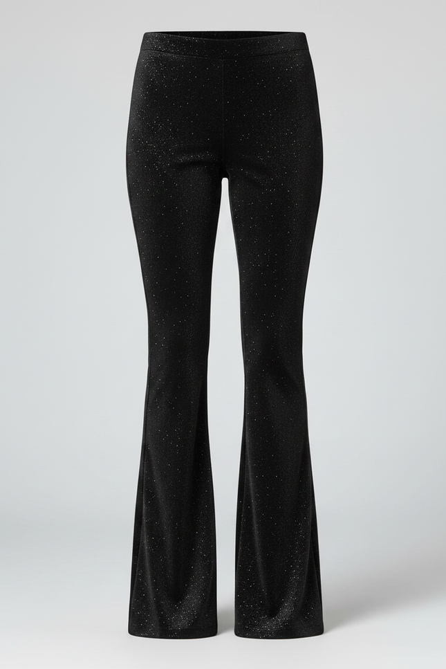 Pantalon Velours Noir Évasé Brillant Femme - vue 3