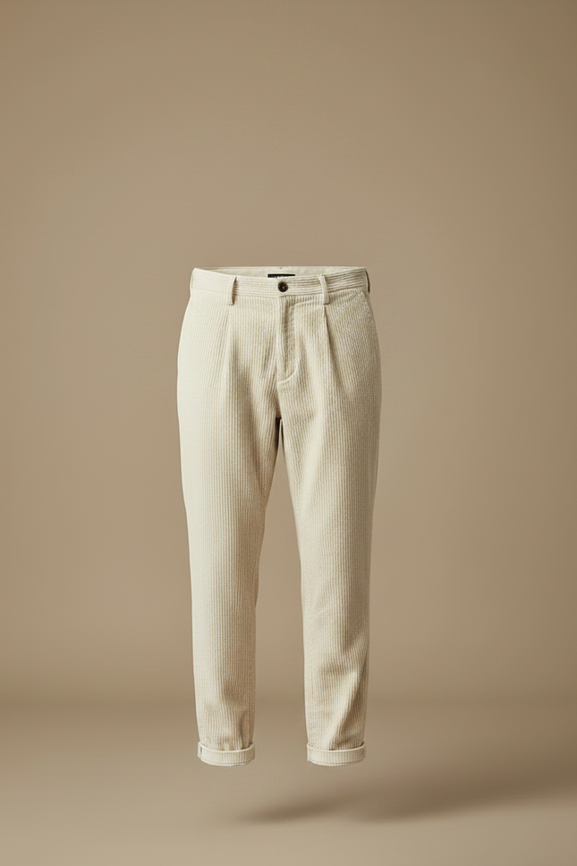 Pantalon Velours Creme Homme - Beige Cordé - vue 3
