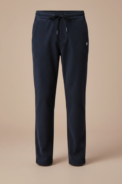 Pantalon Velours Côtelé Bleu Marine Droit Garçon Décontracté - Cordé - vue 3