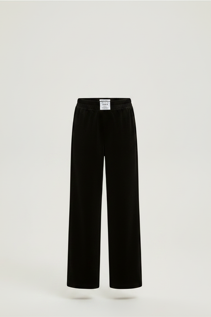 Pantalon Velours Noir Côtelé Ample Fille Décontracté - Cordé - vue 3