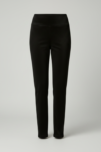 Pantalon Velours Noir Côtelé Slim Taille Haute - Cordé - vue 3