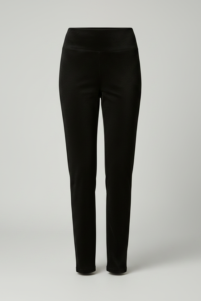 Pantalon Velours Noir Côtelé Slim Taille Haute - Cordé - vue 3