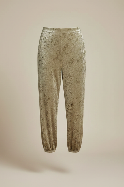 Pantalon Velours Vert Ample Froissé Femme Élégant - vue 3