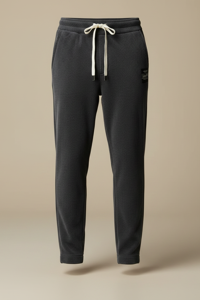 Pantalon Velours Côtelé Gris Anthracite Ample Homme Décontracté - Cordé - vue 3