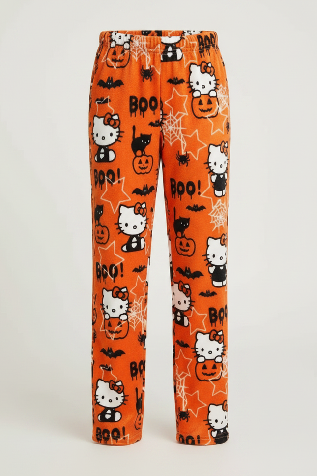Pantalon Velours Orange Halloween Hello Kitty Doux Confortable - vue 3