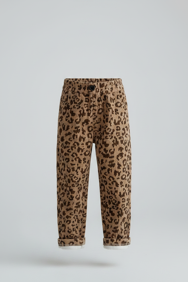 Pantalon Velours Cotele Leopard - Imprimé Cordé - vue 3