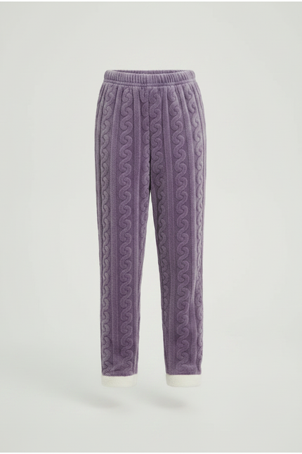 Pantalon Velours Violet Molletonné Tressé Doux Fille - vue 3