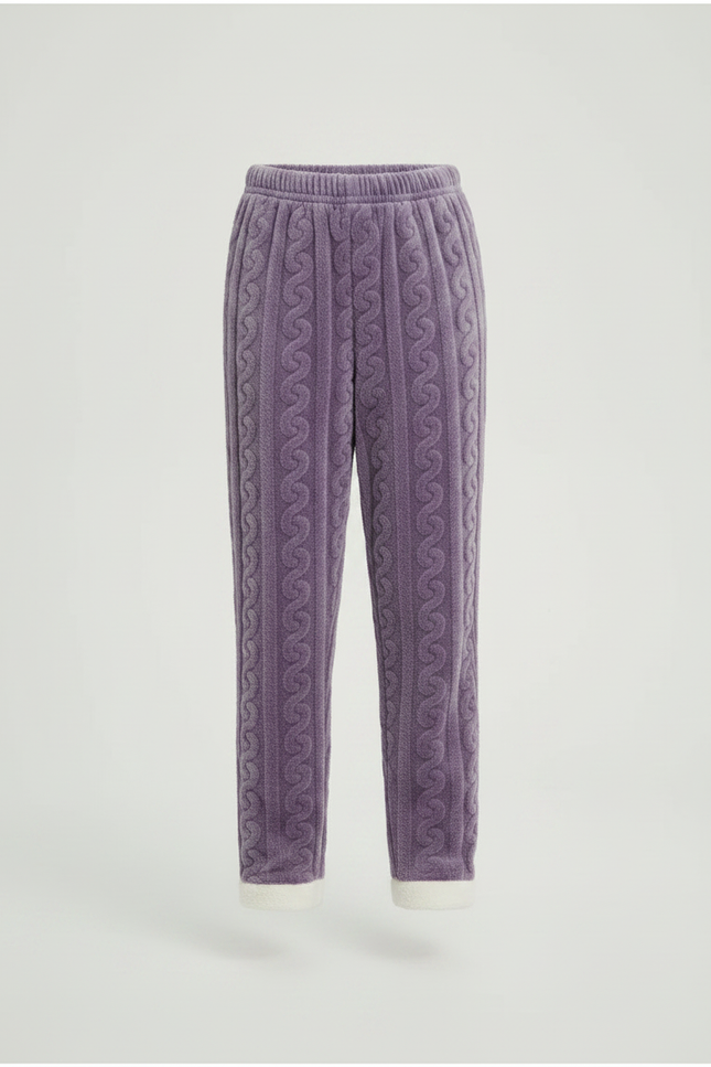 Pantalon Velours Violet Molletonné Tressé Doux Fille - vue 3