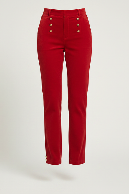 Pantalon Skinny Velours - Rouge - vue 3