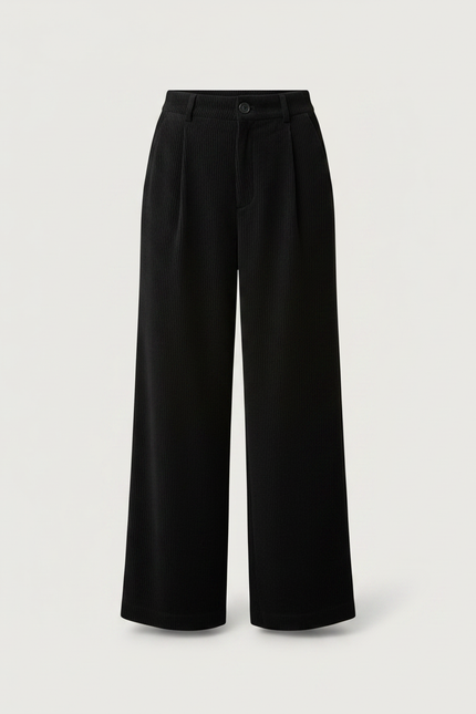 Pantalon Noir Velours Cotelé Femme - Cordé - vue 3