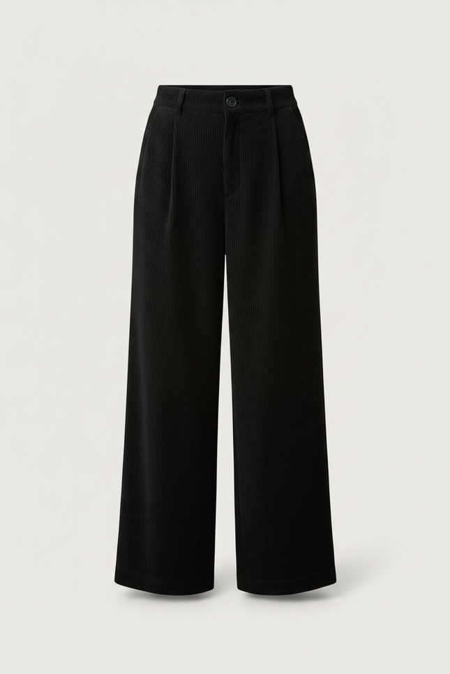 Pantalon Noir Velours Cotelé Femme - Cordé - vue 3