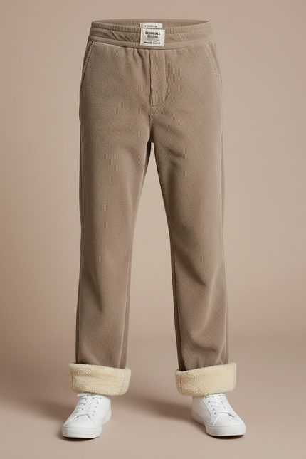 Pantalon Velours Côtelé Doublé Chaud Enfant Beige - Cordé - vue 3