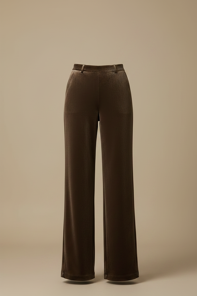 Pantalon Velours Marron Large Fluide Élégant - vue 3