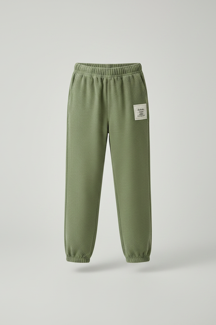 Pantalon Velours Vert Côtelé Ample Élastiqué Décontracté Garçon - Cordé - vue 3