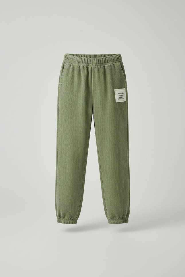 Pantalon Velours Vert Côtelé Ample Élastiqué Décontracté Garçon - Cordé - vue 3