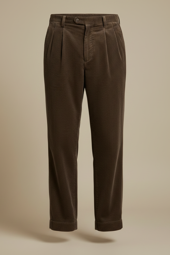 Pantalon Velours Côtelé Marron Droit Confortable Homme - Cordé - vue 3