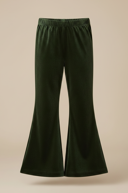 Pantalon Velours Vert Évasé Enfant Doux Confortable - vue 3