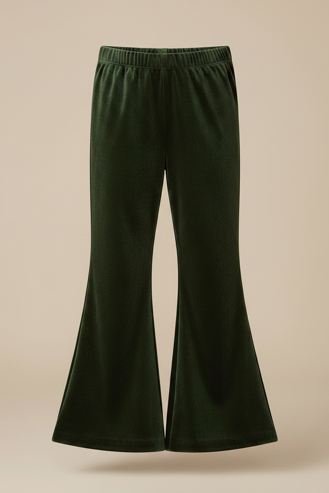 Pantalon Velours Vert Évasé Enfant Doux Confortable - vue 3