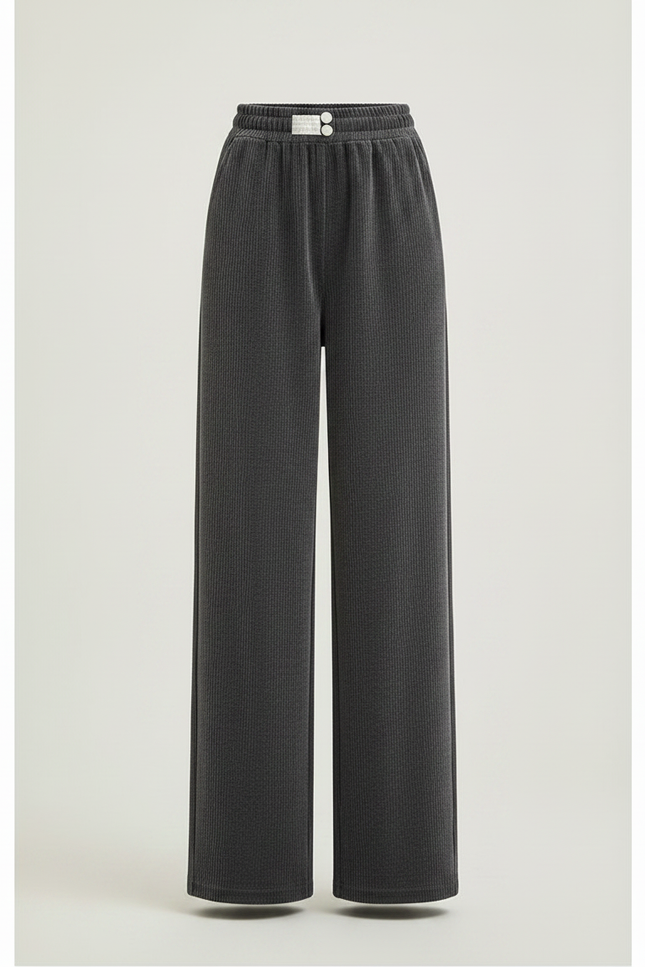 Pantalon Velours Gris Ample Chaud Décontracté Femme - vue 3