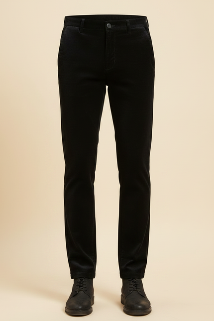 Pantalon Velours Homme Noir Droit Chaud Extensible Élégant - vue 3