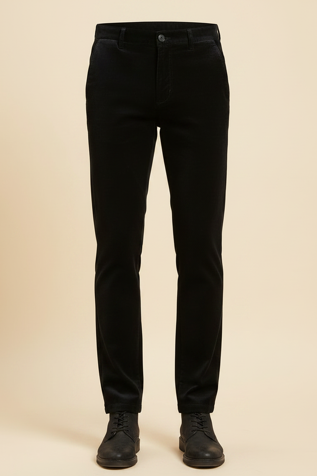 Pantalon Velours Homme Noir Droit Chaud Extensible Élégant - vue 3