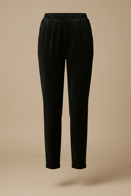 Pantalon Velours Noir Côtelé Confortable Élastique Chic - Cordé - vue 3
