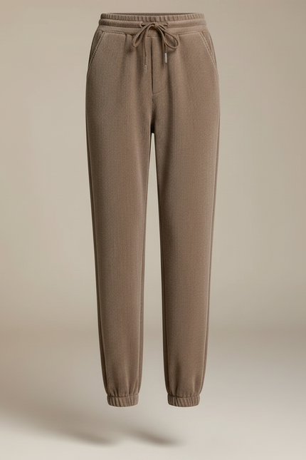 Pantalon Velours Marron Côtelé Jogger Chaud Femme - Cordé - vue 3