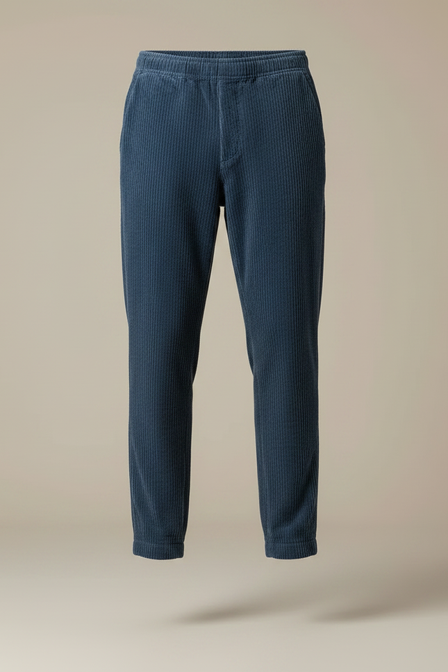 Pantalon Velours Côtelé Bleu Décontracté Homme - Cordé - vue 3