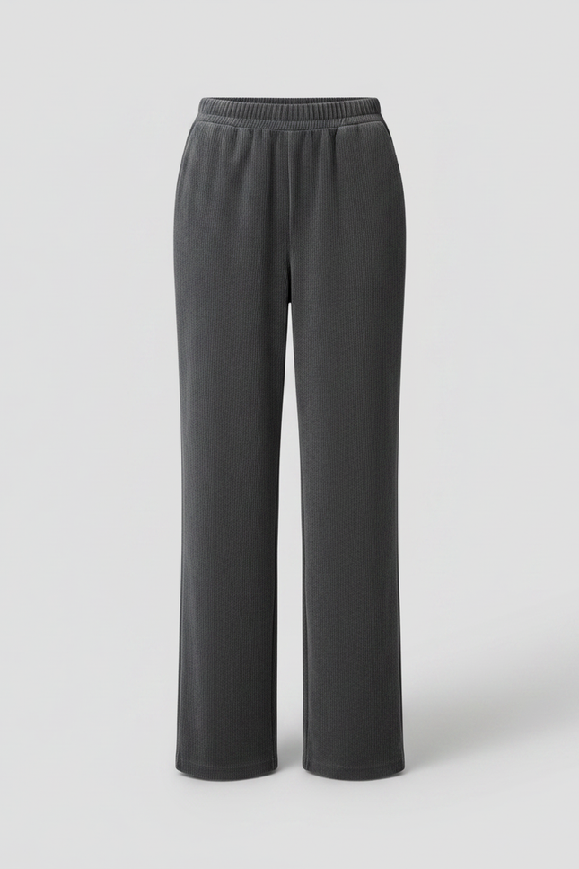 Pantalon Velours Côtelé Gris Ample Femme - Cordé - vue 3