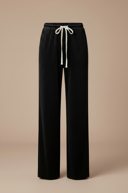 Pantalon Velours Côtelé Noir Fluide Décontracté Femme - Cordé - vue 3