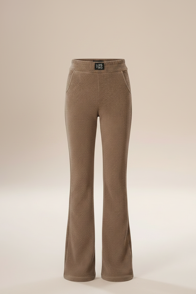 Pantalon Velours Marron Évasé Texturé Décontracté Fille - vue 3