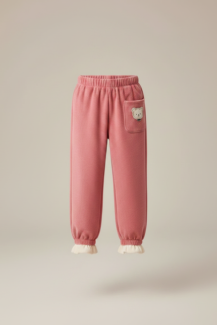 Pantalon Velours Côtelé Rose Ours Chaud Enfant - Cordé - vue 3