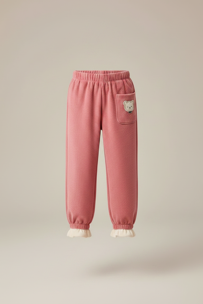 Pantalon Velours Côtelé Rose Ours Chaud Enfant - Cordé - vue 3