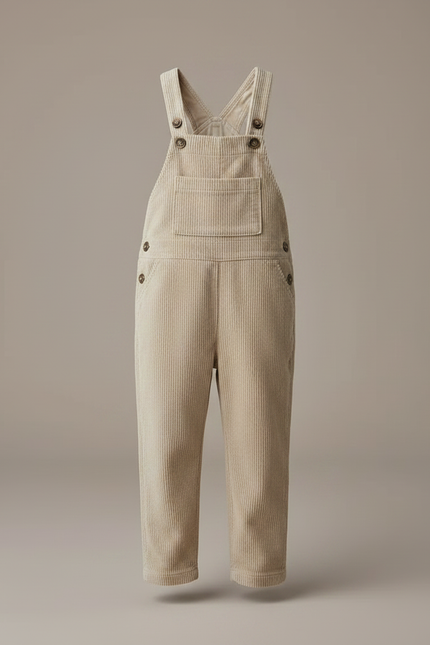 Pantalon Velours Beige Côtelé Salopette Enfant Mignonne - Cordé - vue 3
