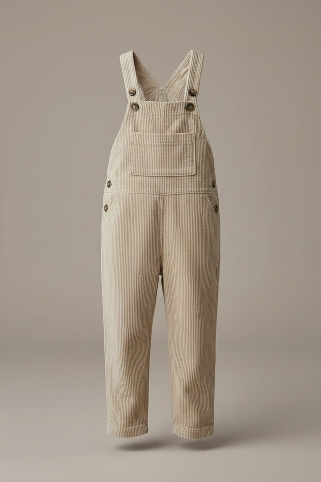Pantalon Velours Beige Côtelé Salopette Enfant Mignonne - Cordé - vue 3
