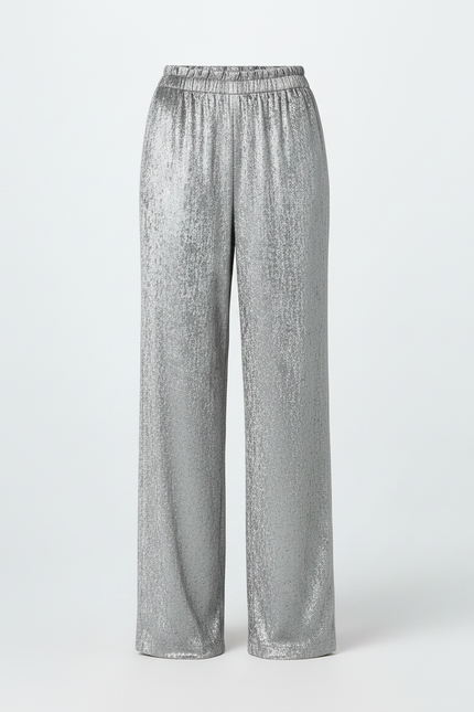 Pantalon Velours Argenté Large Brillant Fluide Femme - vue 3