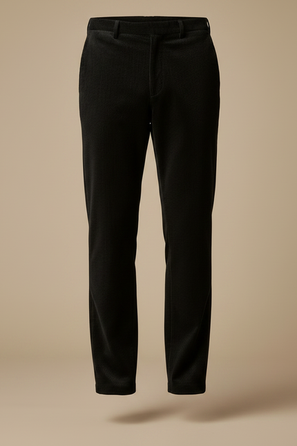 Pantalon Velours Noir Côtelé Homme Droit Élégant - Cordé - vue 3