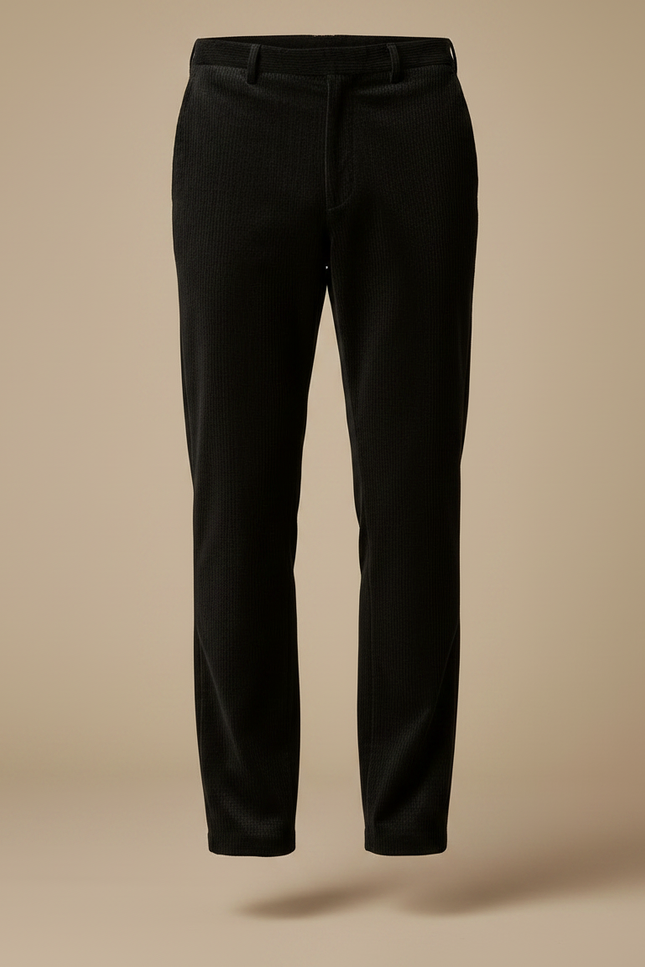 Pantalon Velours Noir Côtelé Homme Droit Élégant - Cordé - vue 3