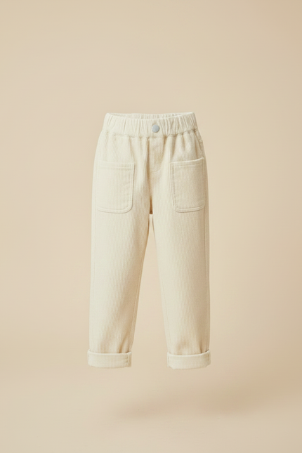 Pantalon Velours Côtelé Beige Ample Enfant Décontracté - Cordé - vue 3
