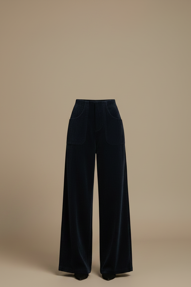 Pantalon Velours Marine Large Décontracté Femme - Cordé - vue 3
